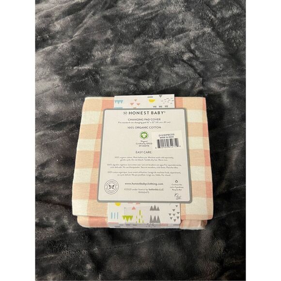 Honest Baby 100% Organic Cotton Pink Plaid Changing Pad Cover Soft & Breathable - Picture 3 of 6